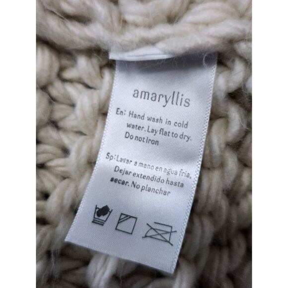 Amarillys Women's Chunky Knit Cardigan Pompom Balloon Sleeves Sweater Beige XS/S - Picture 6 of 6